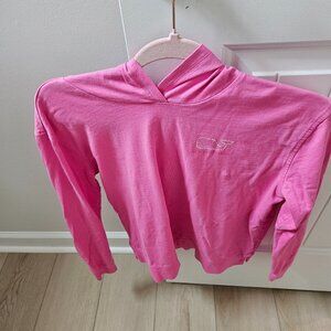 Vineyard Vines Pink crop light weight hoodie, Girls XL Women's XS/S